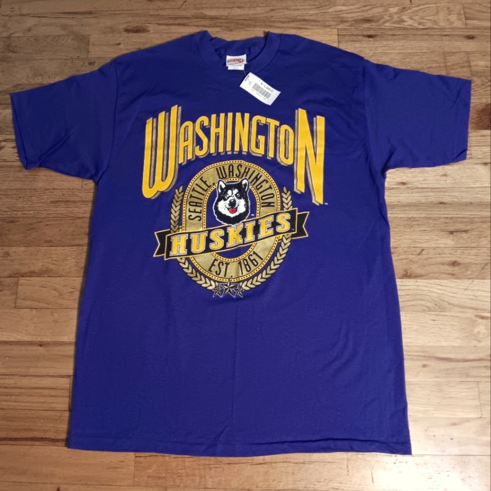 vintage single stitch Washington Huskies t-shirt NEW nwt deadstock football - Picture 2 of 3